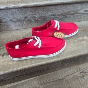 Lugz red canvas lace up tennis shoes loafer  men's size 12 new in box